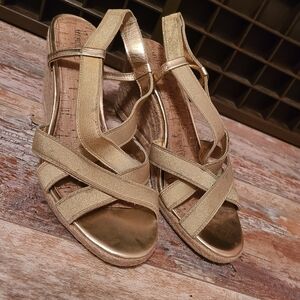Merona Gold Strappy Wedge Sandals Size 10 Women's